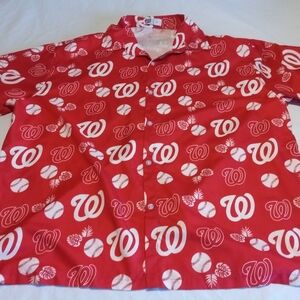 MLB Red and White Patterned Men's Casual Shirt
